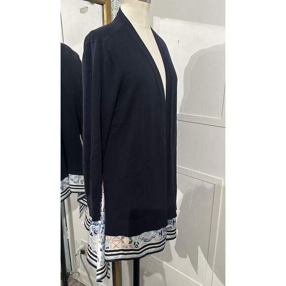 Chicos 1 Scarf Hem Sweater Cardigan Navy Blue Size Medium - Picture 4 of 12